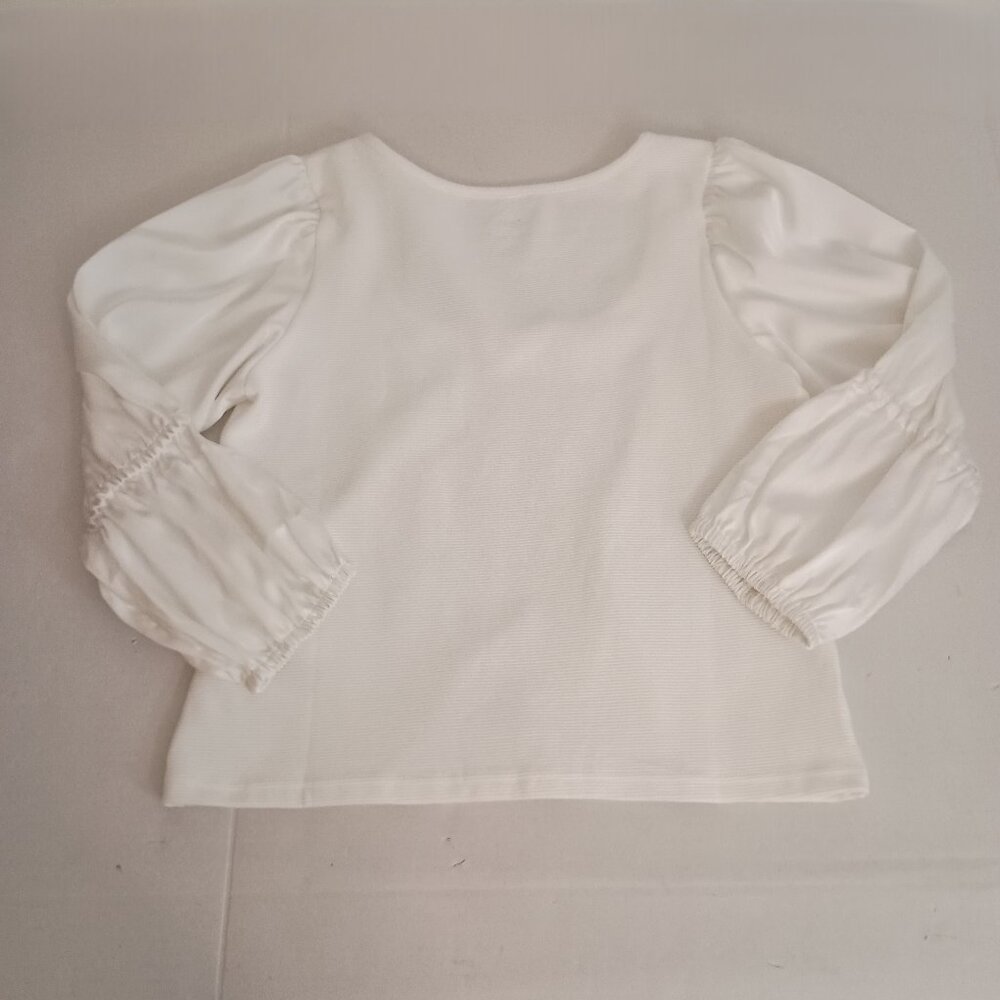 Anthropologie Maeve White Puff Sleeve Top L - Large - Picture 14 of 15